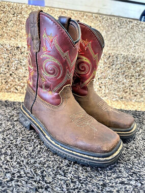 Georgia Boot Carbo-Tec Kids Western Boots Brown & Red US 12
